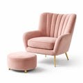 Blush Pink Velvet Accent Chair with Matching Ottoman