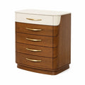 Brown Wooden Drawer Chest with White Top