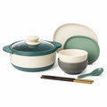 Two Tone Green Cookware and Serving Set