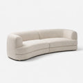 Beige Curved Fabric Three-Seater Sofa