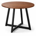 Round Wooden Dining Table with Black Metal Legs