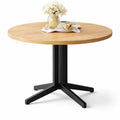Round Wooden Dining Table with Black Pedestal Base