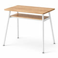 Rectangular Wooden Study Desk with White Metal Legs